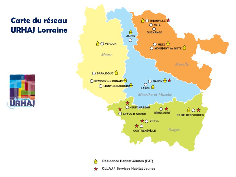 Carte du réseau URHAJ Lorraine