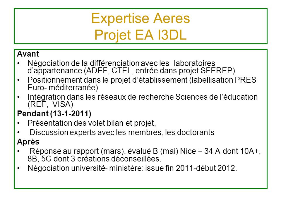 Expertise Aeres Projet EA I3DL