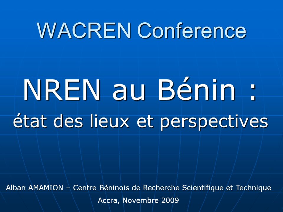 NREN au Bénin : état des lieux et perspectives