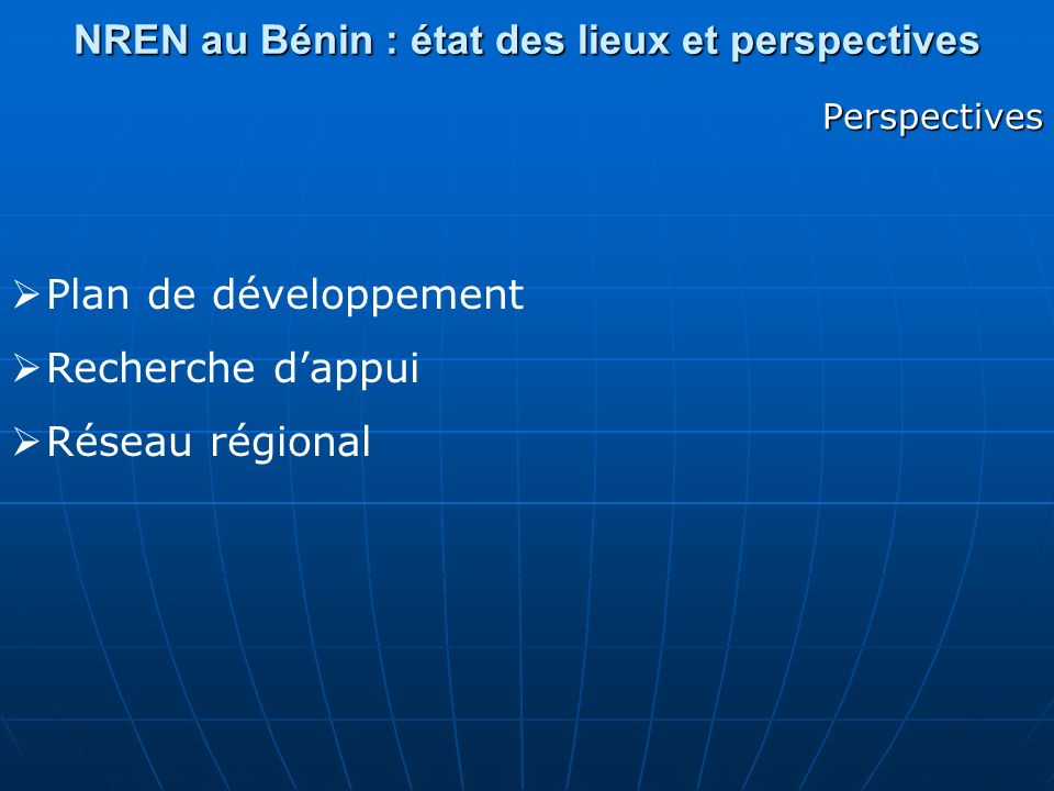 NREN au Bénin : état des lieux et perspectives