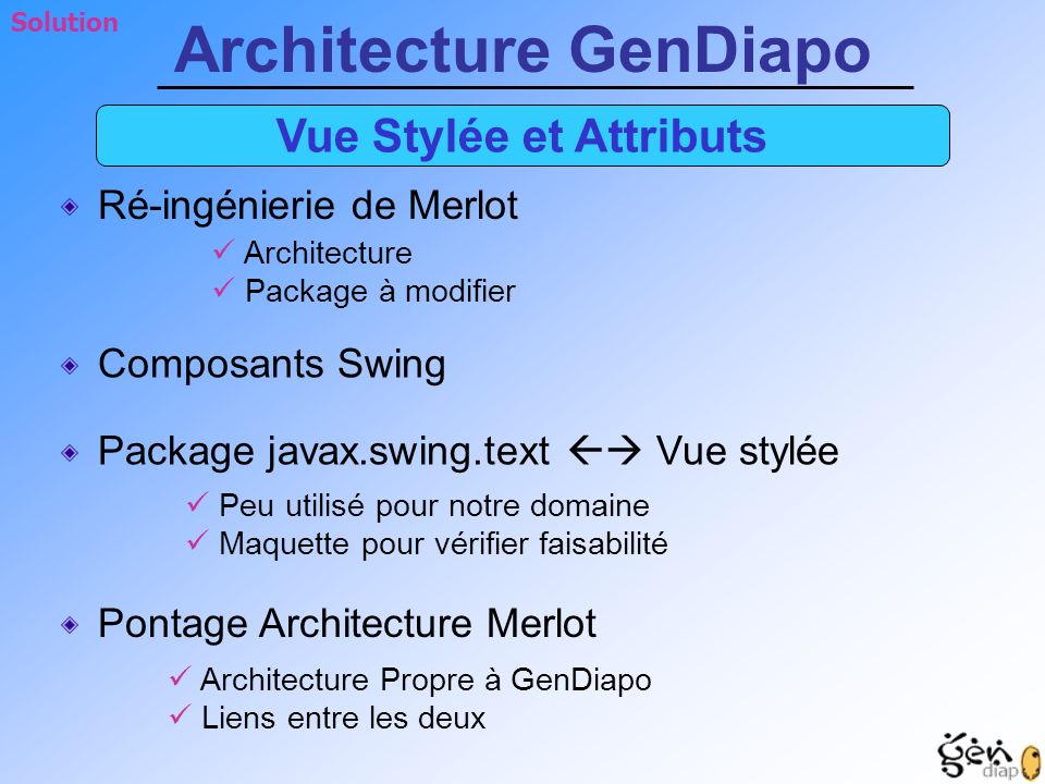 Architecture GenDiapo Vue Stylée et Attributs