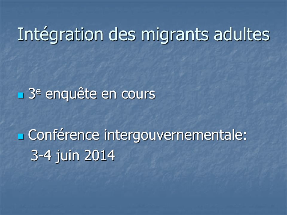 Intégration des migrants adultes
