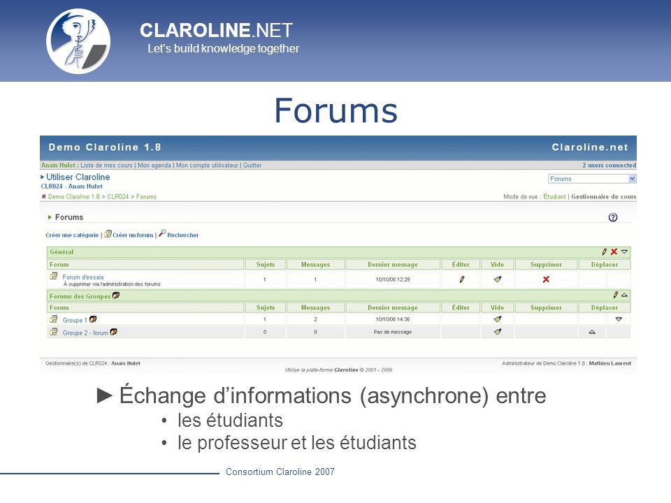 Forums Échange d’informations (asynchrone) entre les étudiants