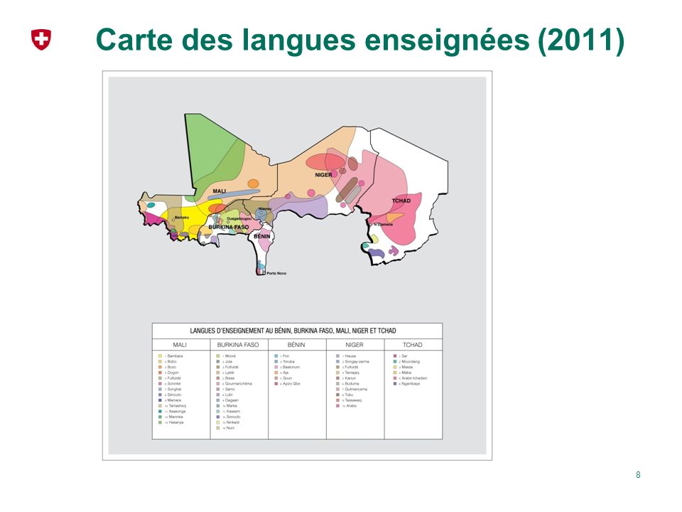 Carte des langues enseignées (2011)
