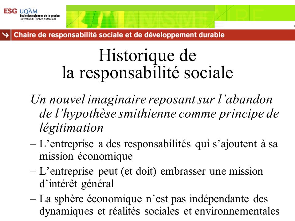 Historique de la responsabilité sociale