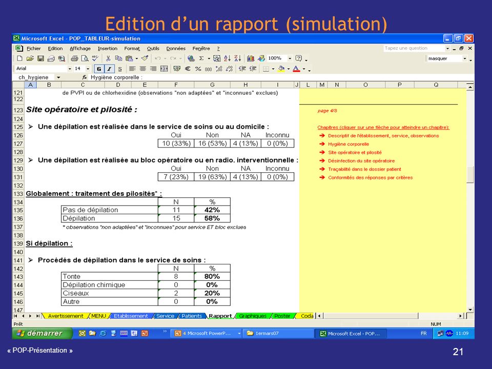 Edition d’un rapport (simulation)